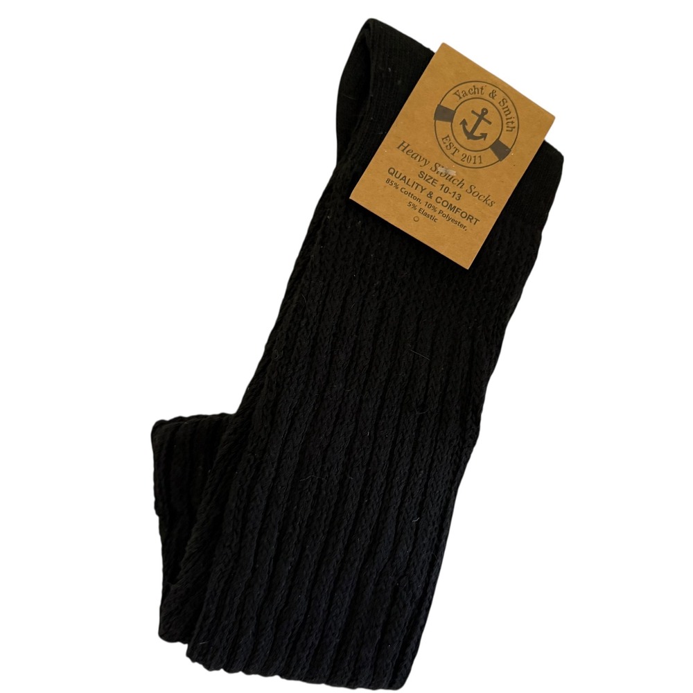 NEW YACHT & SMITH Black Heavy‎ Slouch Socks, 10/13